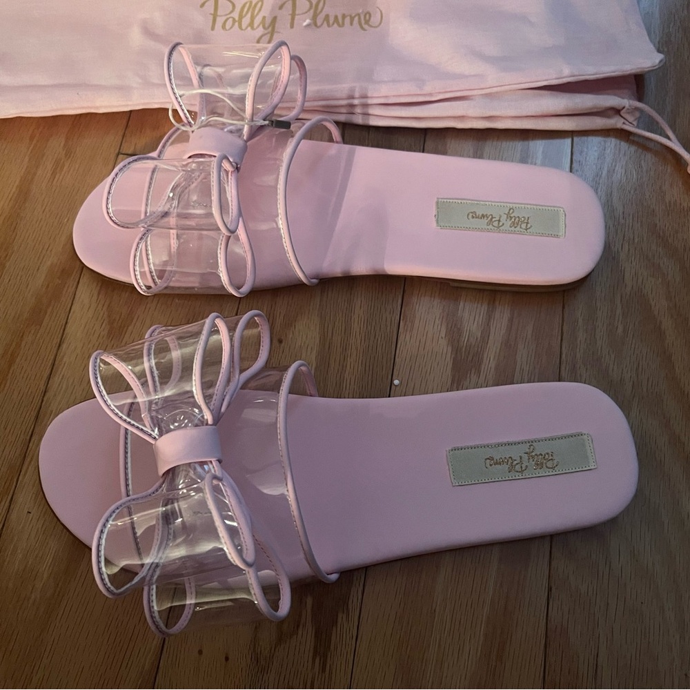 Polly Plume pink slides with bow